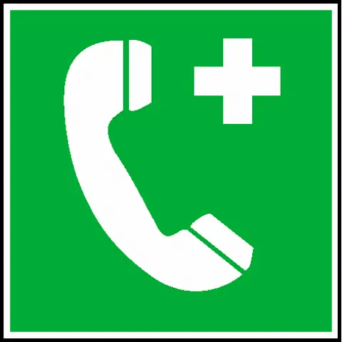 Velkoformátová tabulka – Telefon pro tísňová volání, samolepicí fólie, 50 × 50 cm