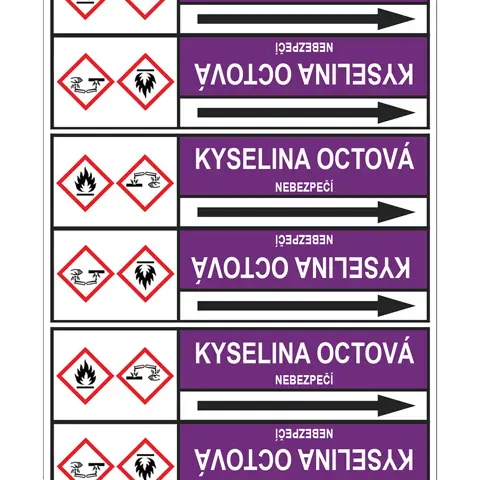 Značení potrubí, kyselina octová,,