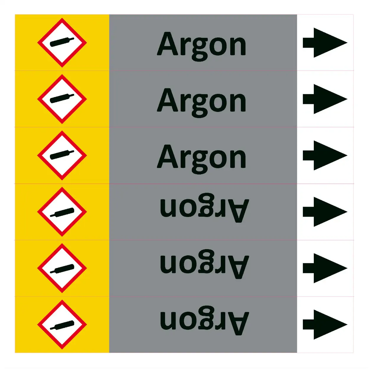 Značení potrubí ISO 20560, argon