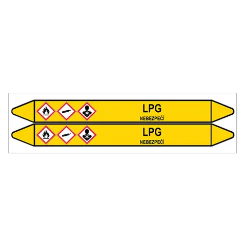 Značení potrubí, LPG,2 ks, 450 × 52 mm