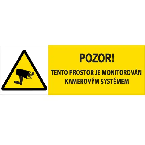 Značka Pozor – Tento prostor je monitorován kamerovým systémem, fólie, 52 × 148 mm