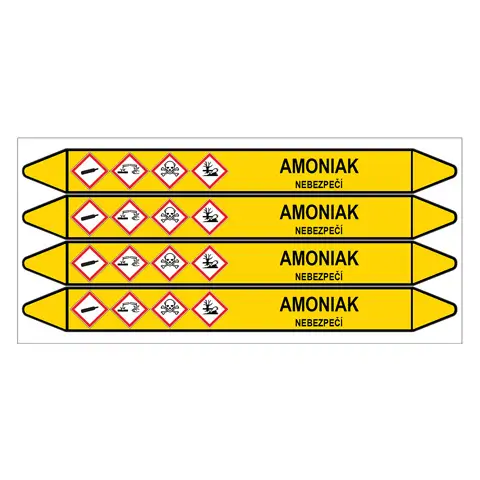 Značení potrubí, amoniak,4 ks, 250 × 26 mm