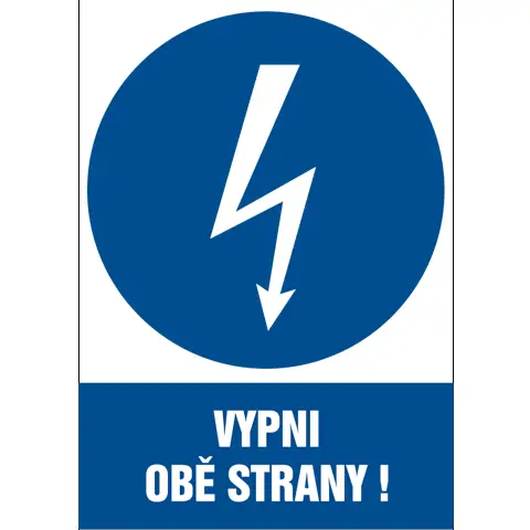 Značka Vypni obě strany!, samolepicí fólie, 210 × 297 mm