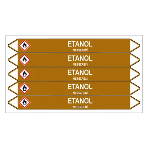 Značení potrubí, etanol,5 ks, 150 × 12 mm