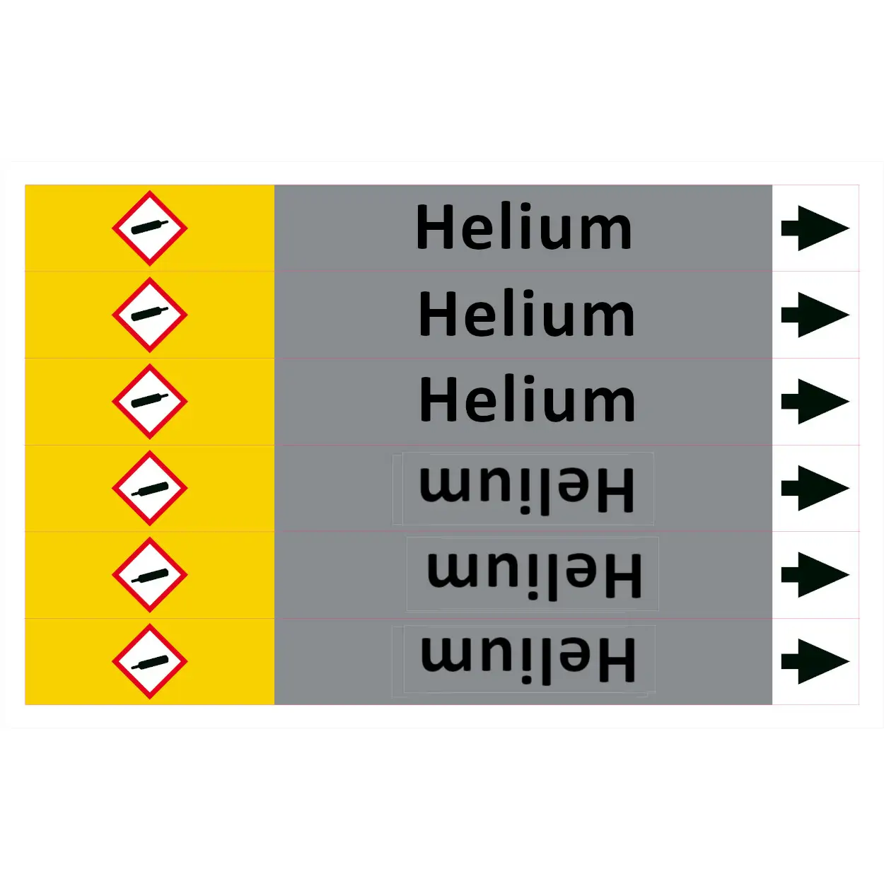 Značení potrubí ISO 20560, helium