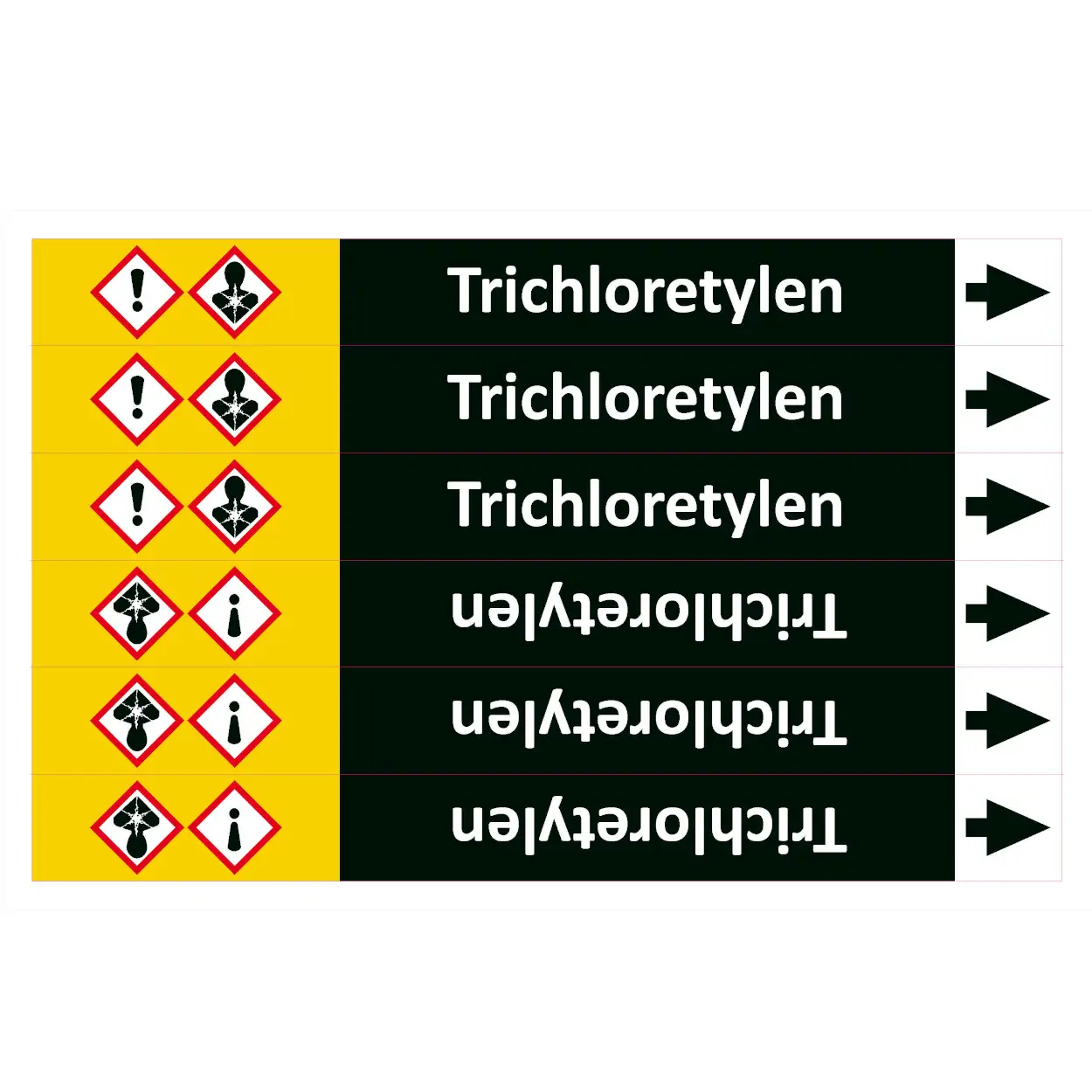 Značení potrubí ISO 20560, trichloretylén