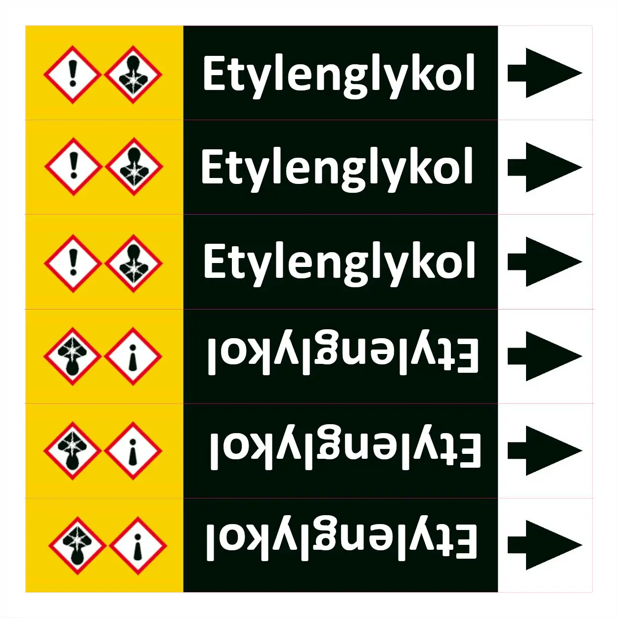 Značení potrubí ISO 20560, etylenglykol