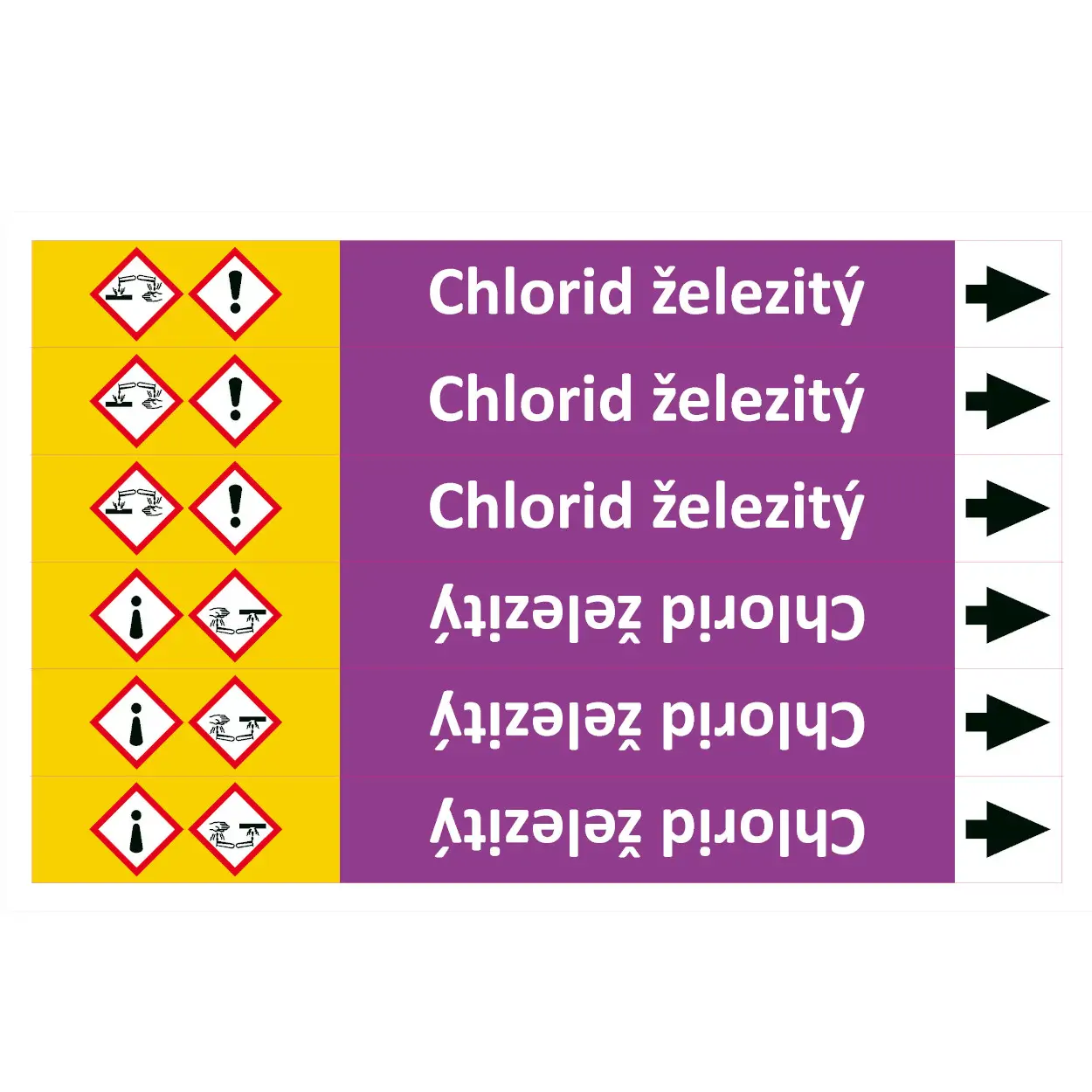 Značení potrubí ISO 20560, chlorid železitý