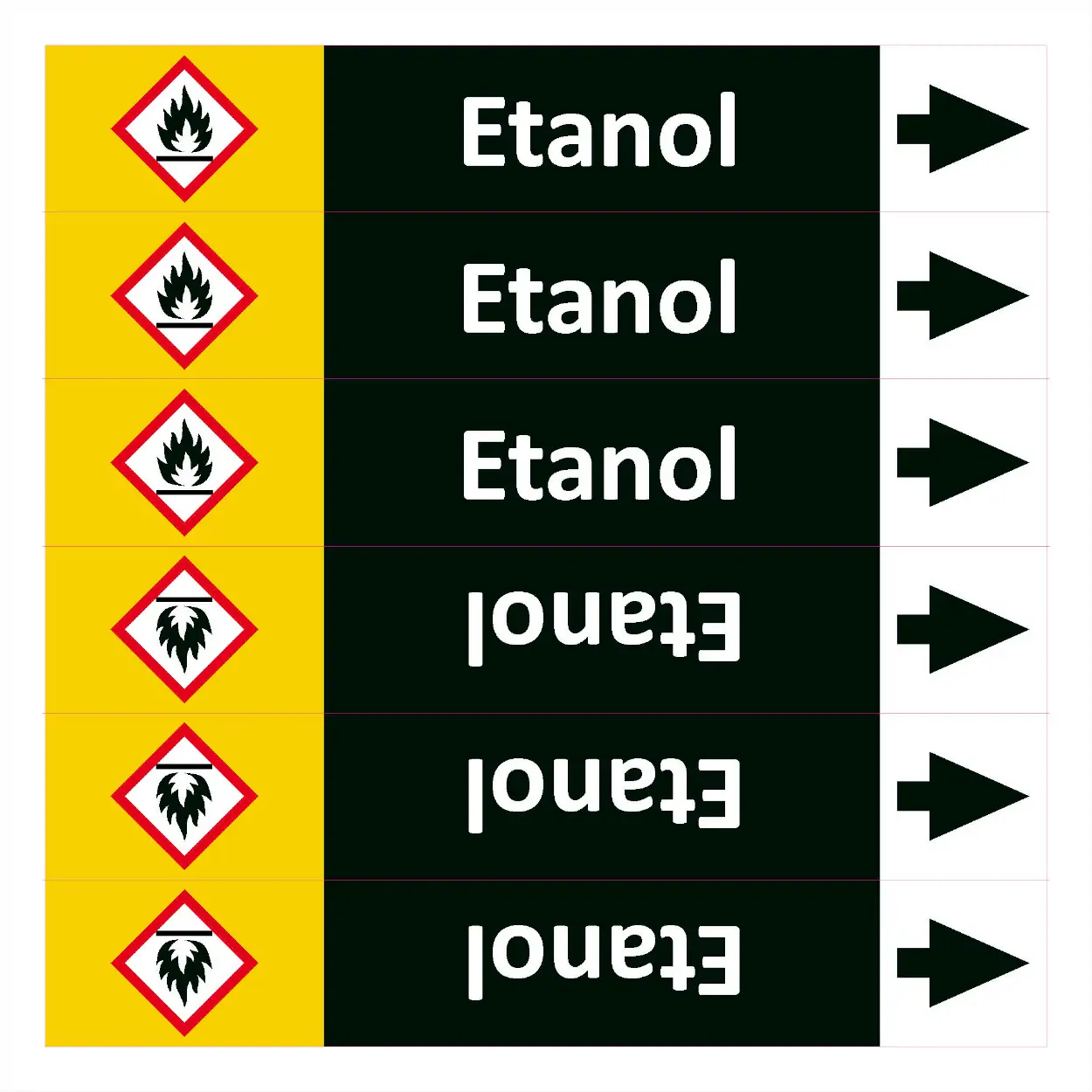 Značení potrubí ISO 20560, etanol