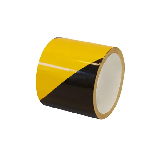Standardní reflexní výstražná páska, levá, černá/žlutá, 5 cm × 25 m