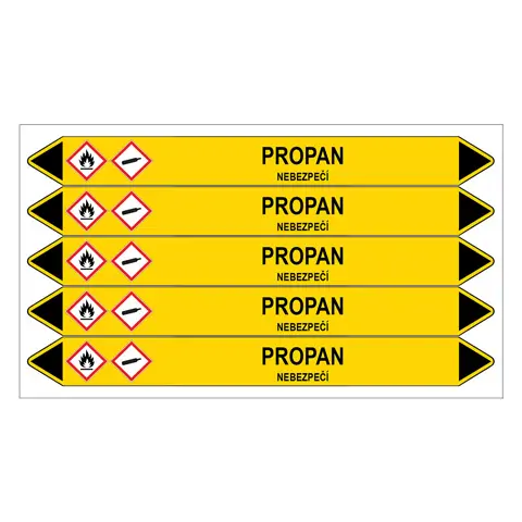 Značení potrubí, propan,5 ks, 150 × 12 mm