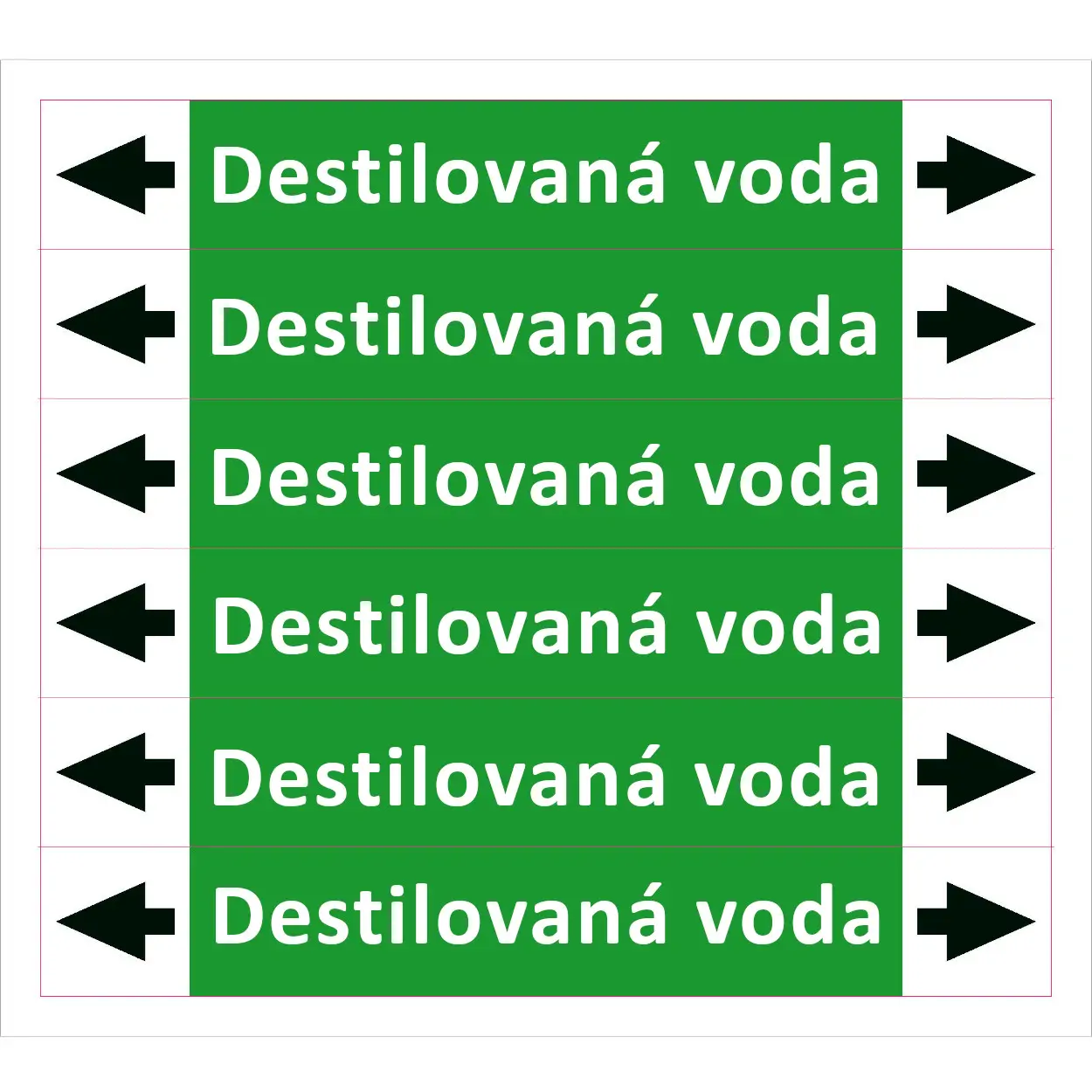 Značení potrubí ISO 20560, destilovaná voda