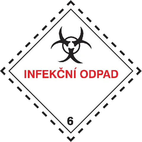 Značka Infekční látky TŘ. 6.2 (Infekční odpad)
