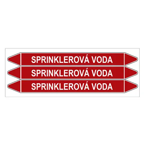 Značení potrubí, sprinklerová voda,3 ks, 355 × 37 mm