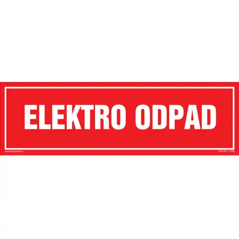 Značka ELEKTRO ODPAD, samolepicí fólie, 290 × 85 mm