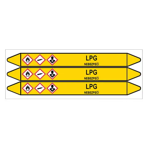 Značení potrubí, LPG,3 ks, 355 × 37 mm