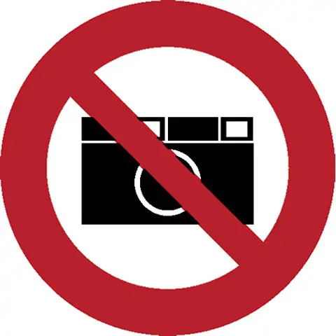 Značka Zákaz fotografování, samolepicí fólie, Ø 200 mm
