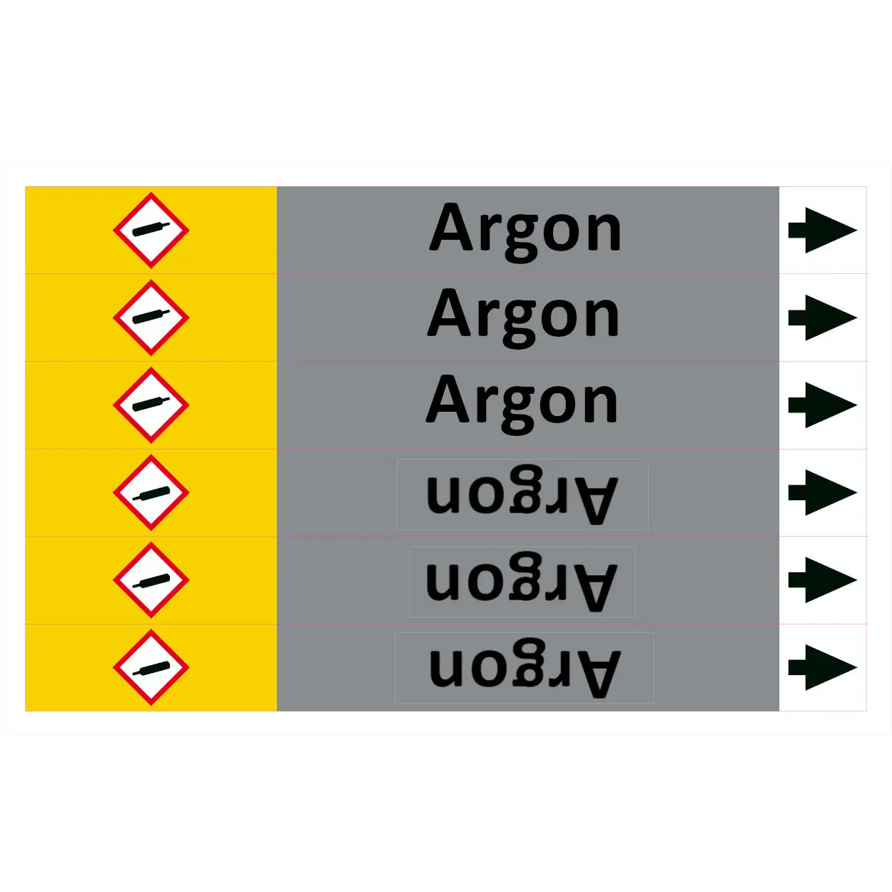 Značení potrubí ISO 20560, argon