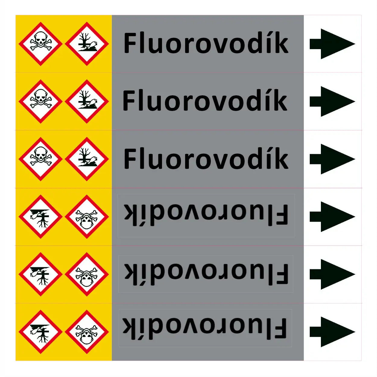 Značení potrubí ISO 20560, fluorovodík