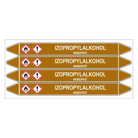 Značení potrubí, izopropylalkohol,4 ks, 250 × 26 mm