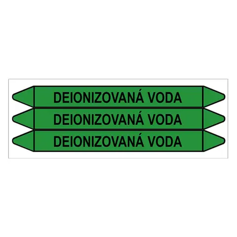 Značení potrubí, deionizovaná voda,3 ks, 355 × 37 mm