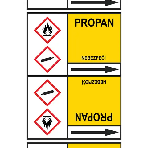 Značení potrubí, propan