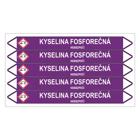 Značení potrubí, kyselina fosforečná,5 ks, 150 × 12 mm