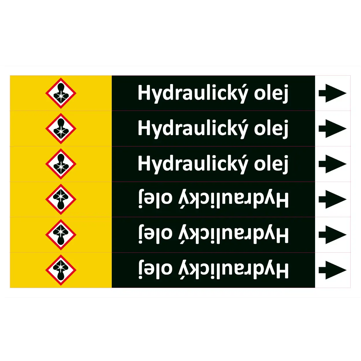 Značení potrubí ISO 20560, hydraulický olej