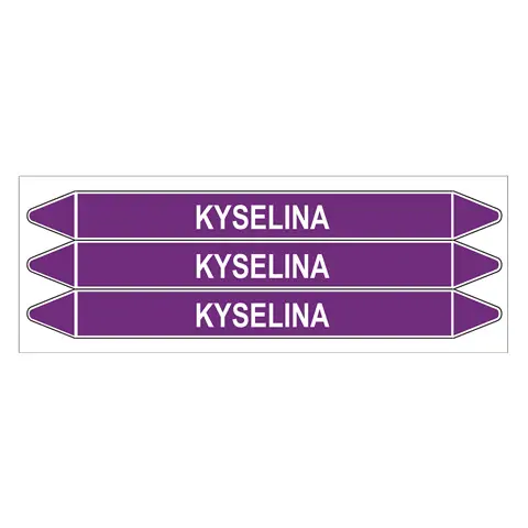 Značení potrubí, kyselina,3 ks, 355 × 37 mm