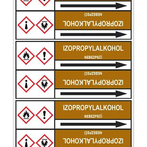 Značení potrubí, izopropylalkohol