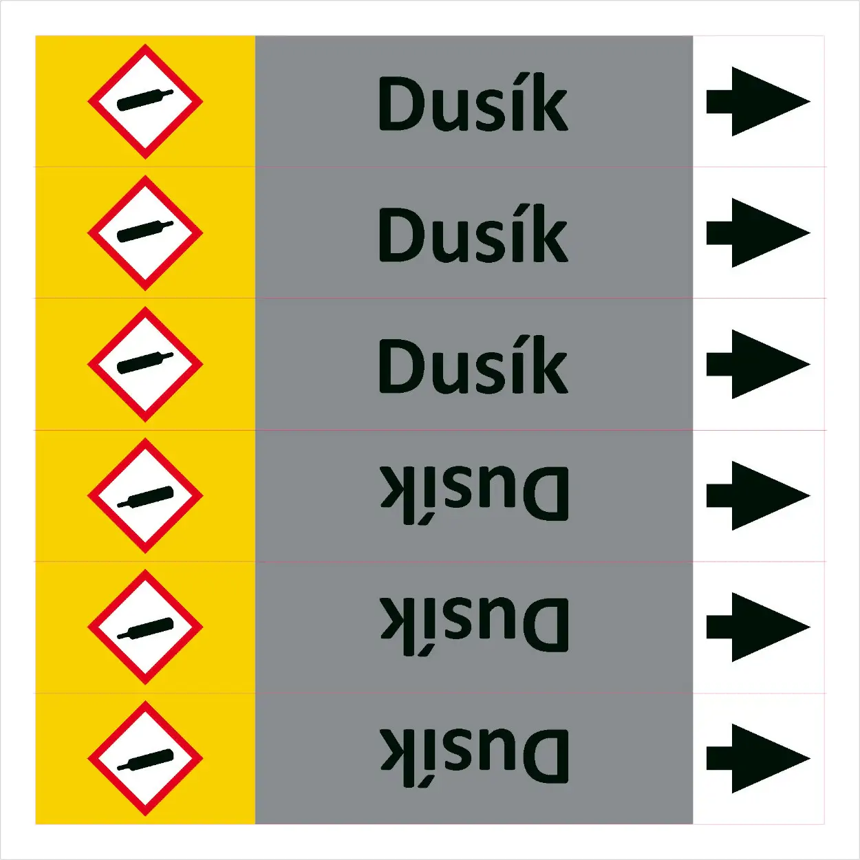 Značení potrubí ISO 20560, dusík