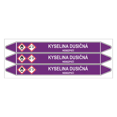 Značení potrubí, kyselina dusičná,3 ks, 355 × 37 mm