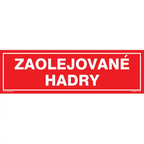 Značka ZAOLEJOVANÉ HADRY, samolepicí fólie, 290 × 85 mm