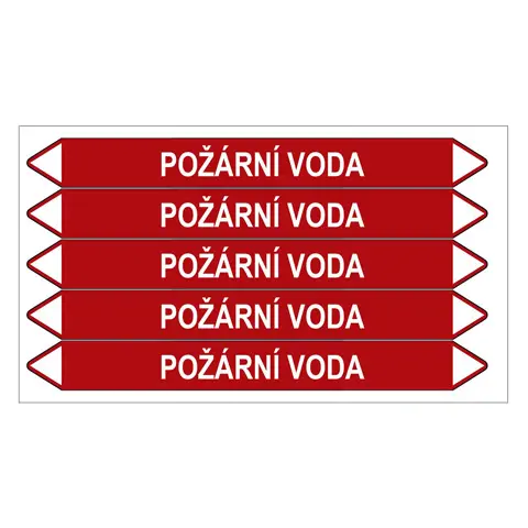 Značení potrubí, požární voda,5 ks, 150 × 12 mm