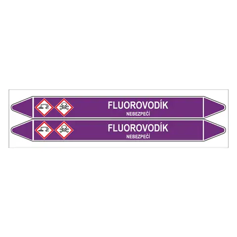 Značení potrubí, fluorovodík,2 ks, 450 × 52 mm