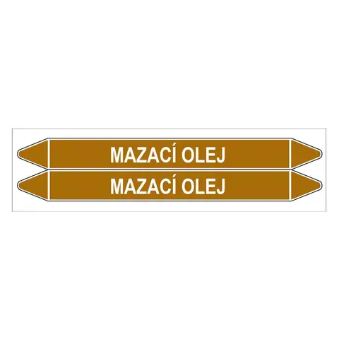 Značení potrubí, mazací olej,2 ks, 450 × 52 mm