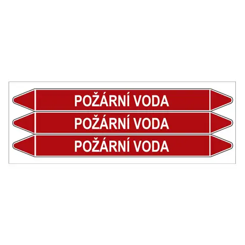 Značení potrubí, požární voda,3 ks, 355 × 37 mm