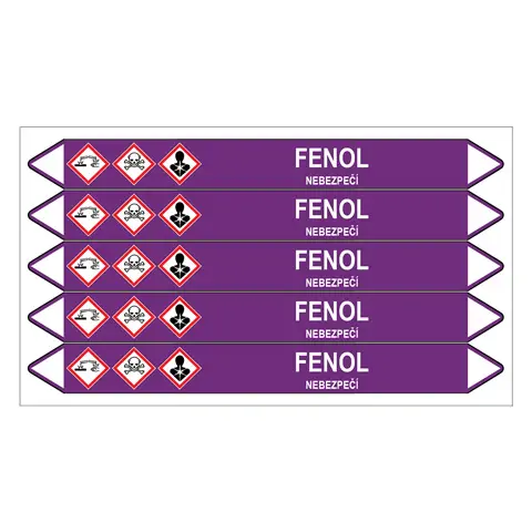 Značení potrubí, fenol,5 ks, 150 × 12 mm