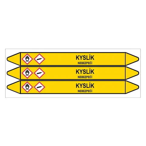 Značení potrubí, kyslík,3 ks, 355 × 37 mm