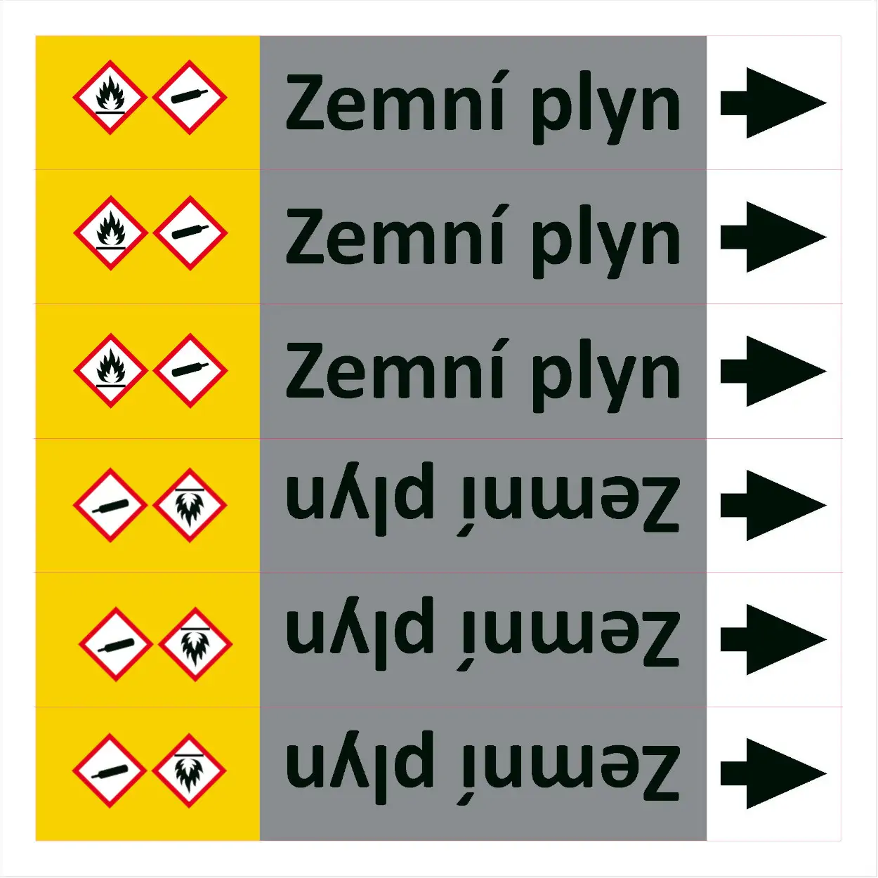 Značení potrubí ISO 20560, zemní plyn