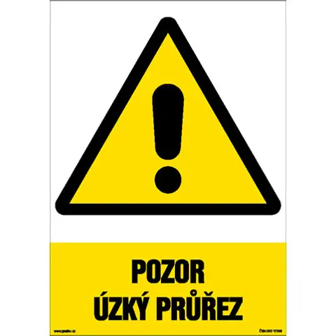 Značka Pozor – Úzký průřez, samolepicí fólie, 210 × 297 mm