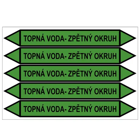 Značení potrubí, topná voda - zpětný okruh