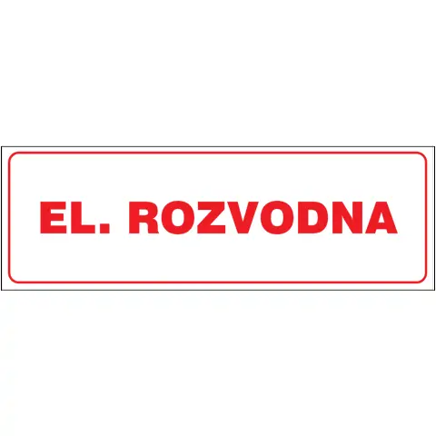 Značka EL. ROZVODNA, samolepicí fólie, 100 × 300 mm