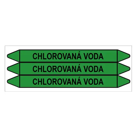 Značení potrubí, chlorovaná voda,3 ks, 355 × 37 mm