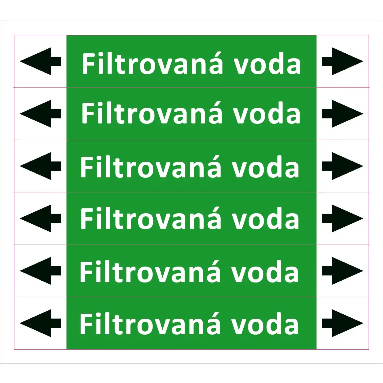 Značení potrubí ISO 20560, filtrovaná voda