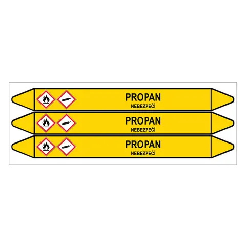 Značení potrubí, propan,3 ks, 355 × 37 mm