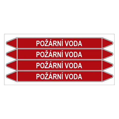 Značení potrubí, požární voda,4 ks, 250 × 26 mm