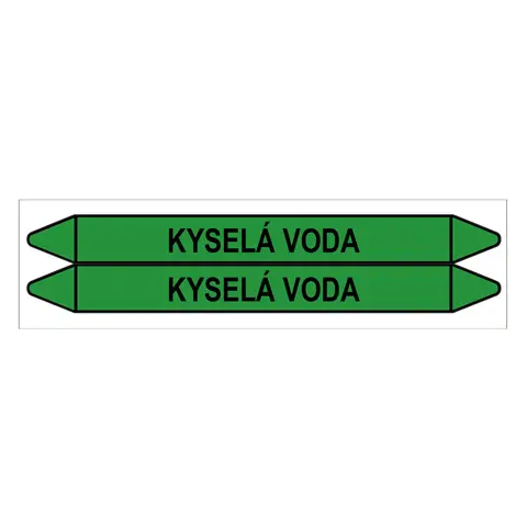 Značení potrubí, kyselá voda,2 ks, 450 × 52 mm