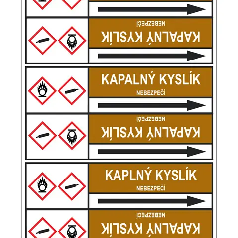 Značení potrubí, kapalný kyslík