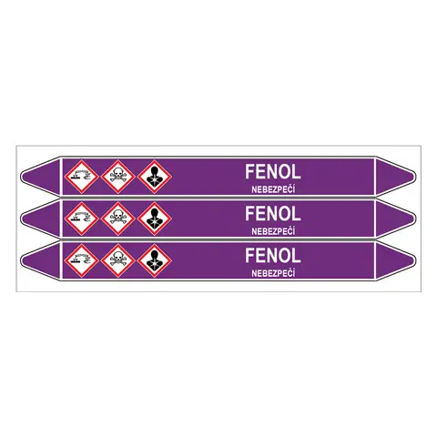 Značení potrubí, fenol,3 ks, 355 × 37 mm